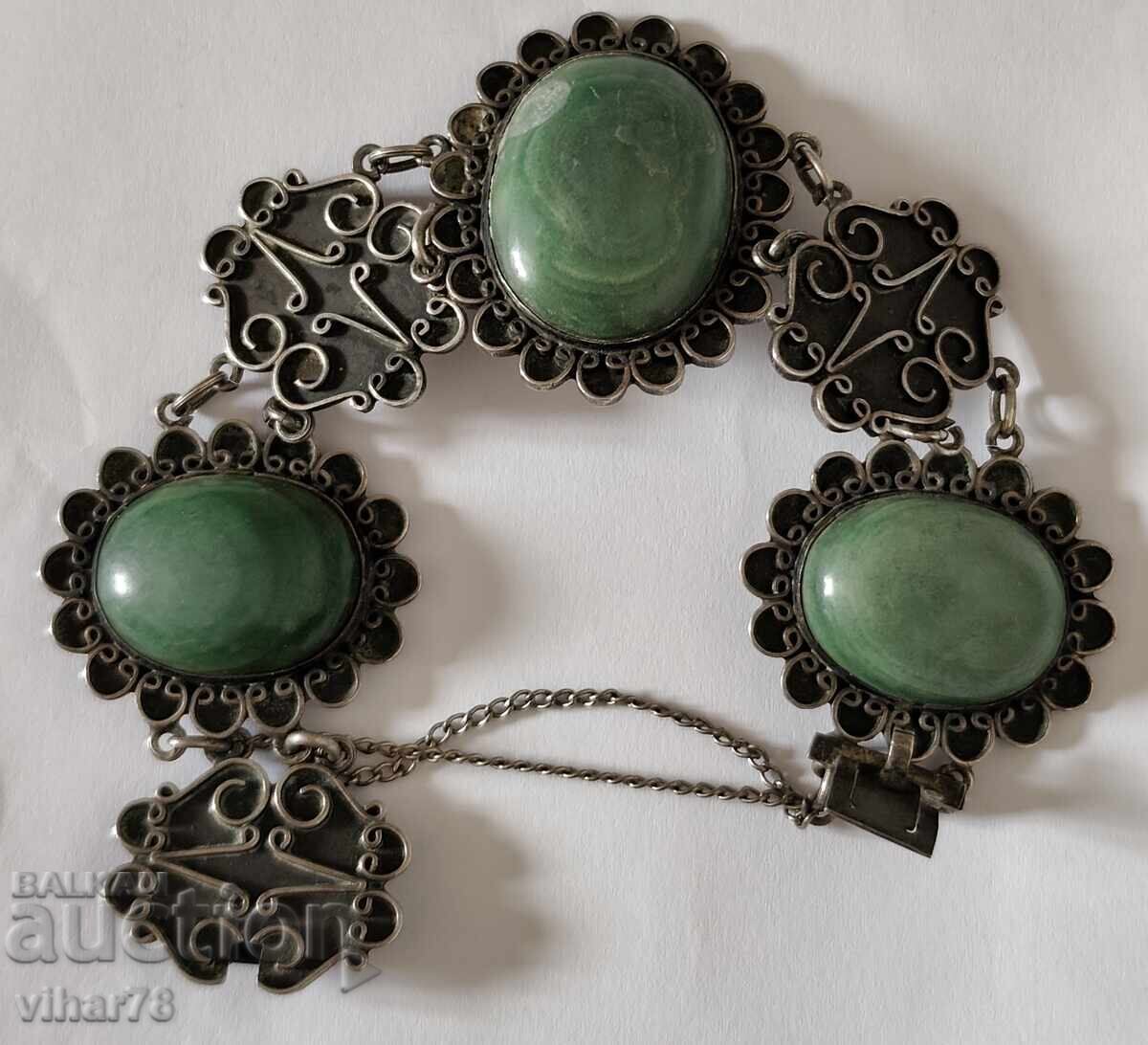 Silver bracelet with three large green stones with price € 230.08 | 450.00 BGN