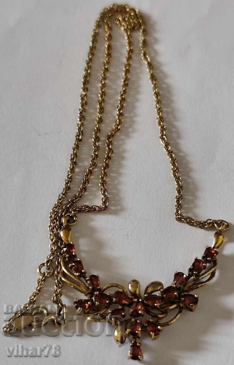 Colier din argint placat cu aur cu granate