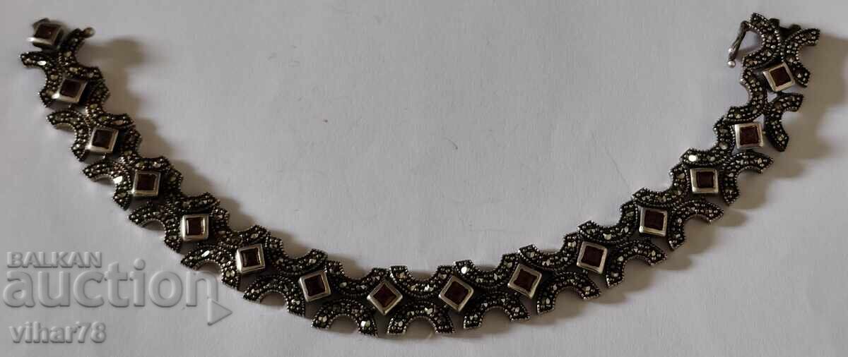 сребърна гривна с гранат и маркизит - 5 сребърна гривна с гранат и маркизит - 5