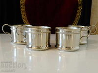 Silver-plated wine, coffee, and tea cups, pearl relief, 4 pcs