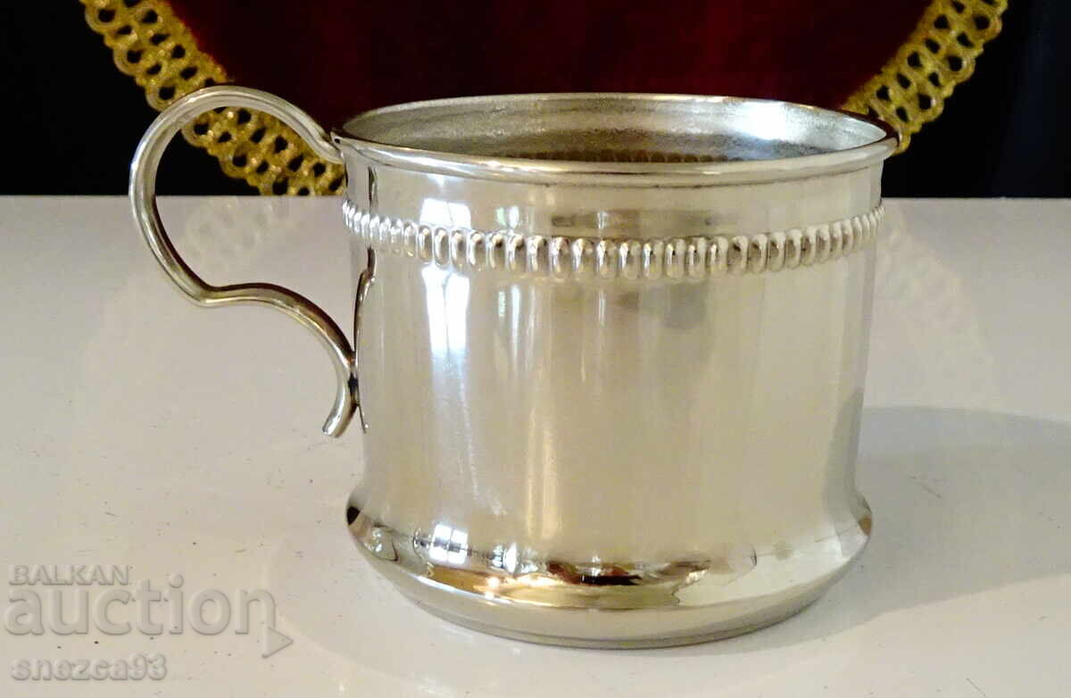 Silver-plated wine, coffee, tea cup, pearl relief - 6