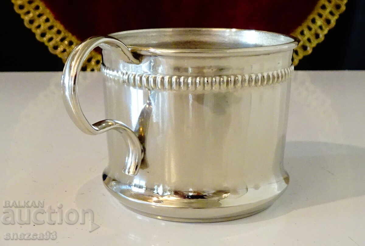 Silver-plated wine, coffee, tea cup, pearl relief