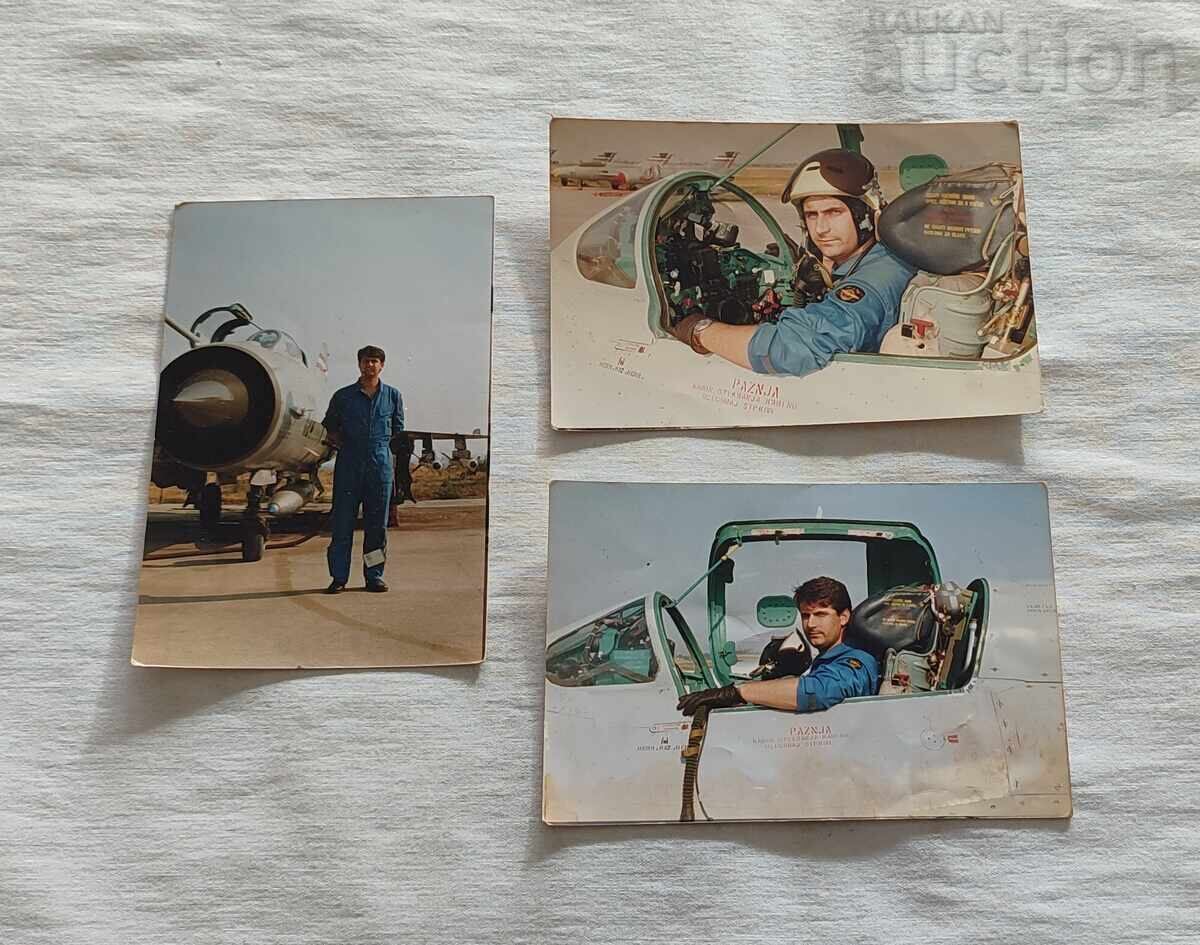 YUGOSLAVIA AVIATOR PLANE 198..s. PHOTOS LOT 3 PIECES