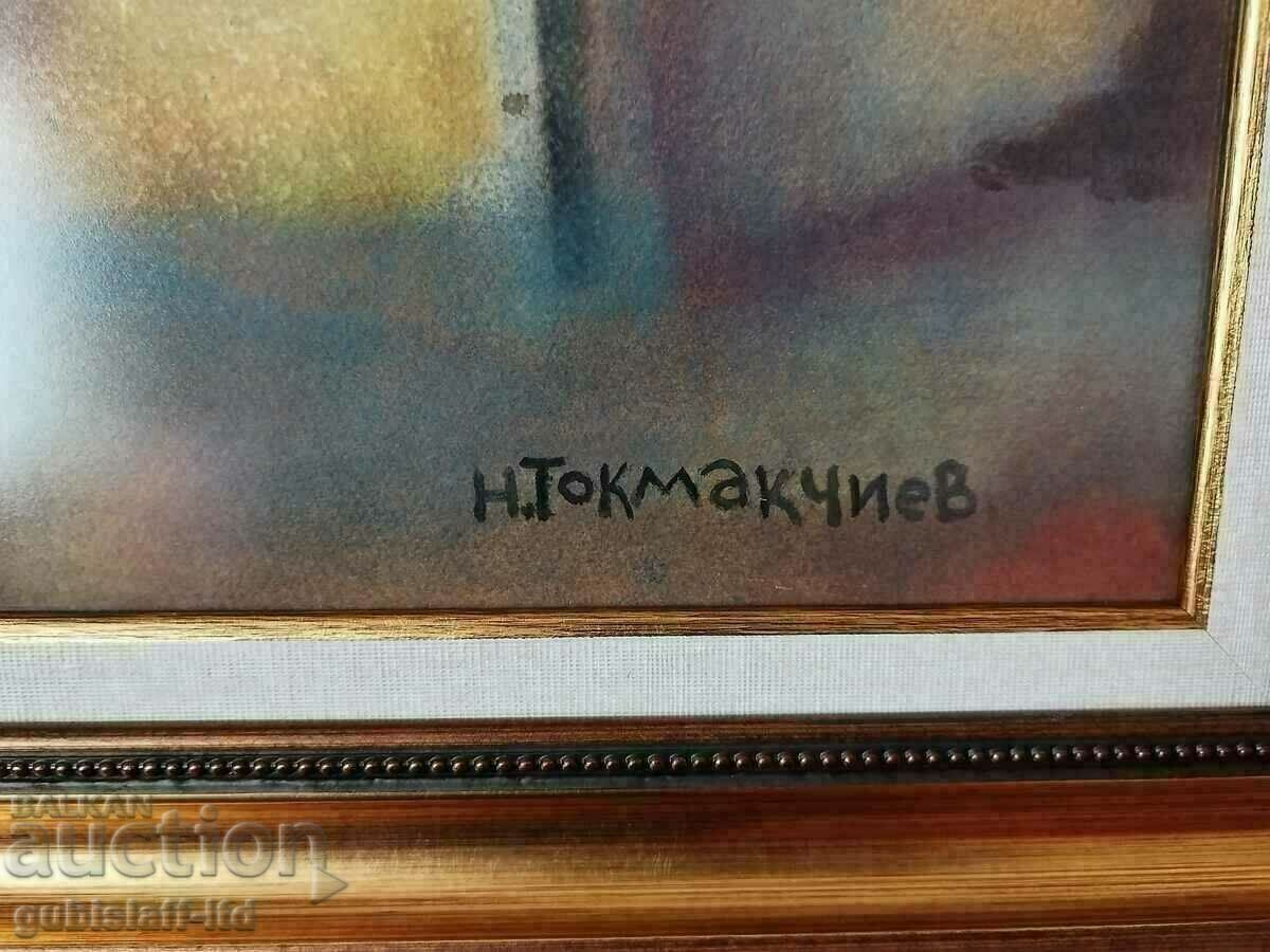 Auction  Picture, "Fisherman's shack", art. Nenko Tokmakchiev(1931-2014)