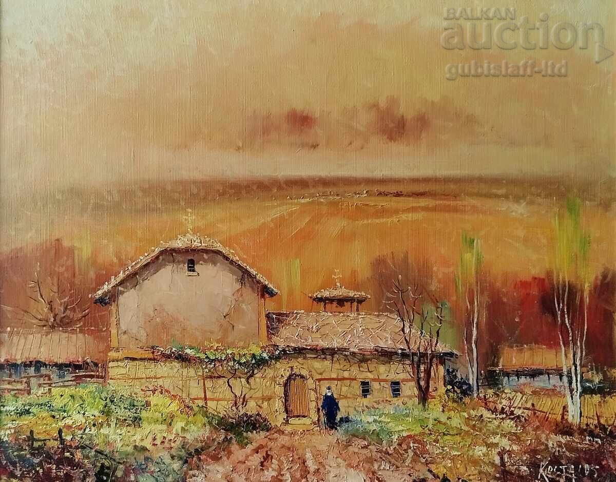 Картина, пейзаж, худ. Костадин Станоев-Коста, 2005 г. с цена 1200.00 лв. | € 613.55