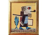 Painting, "The Artist and the Sea", by Ivan Popov, 1994