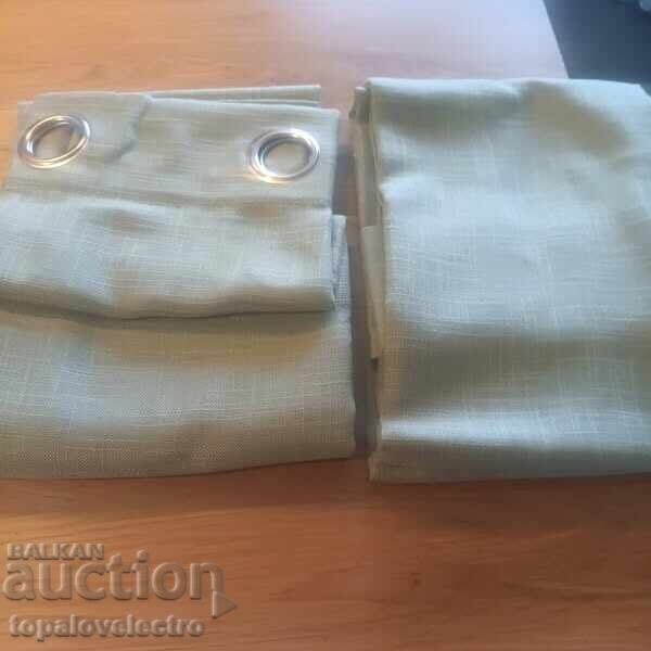 Auction  NEW! 2 pcs Semi-transparent green curtains with rings 145x140 cm