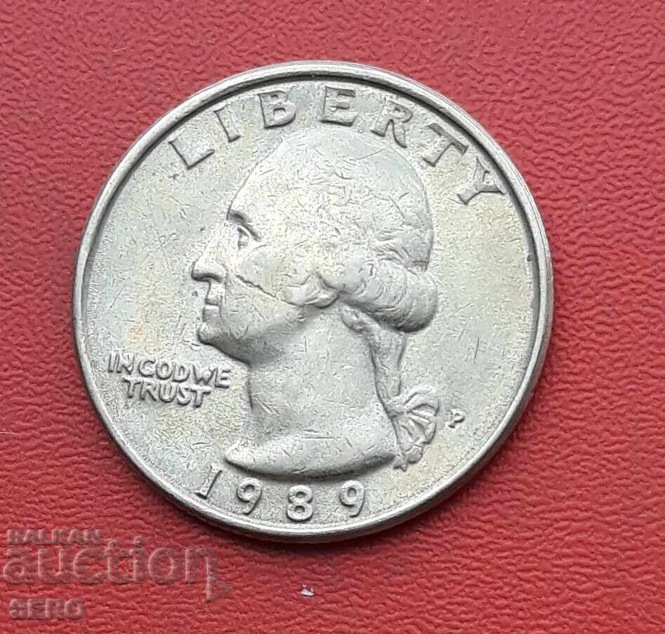 САЩ-1/4 долар 1989 Р-Филаделфия с цена 0.50 лв. | € 0.26 САЩ-1/4 долар 1989 Р-Филаделфия с цена 0.50 лв. | € 0.26