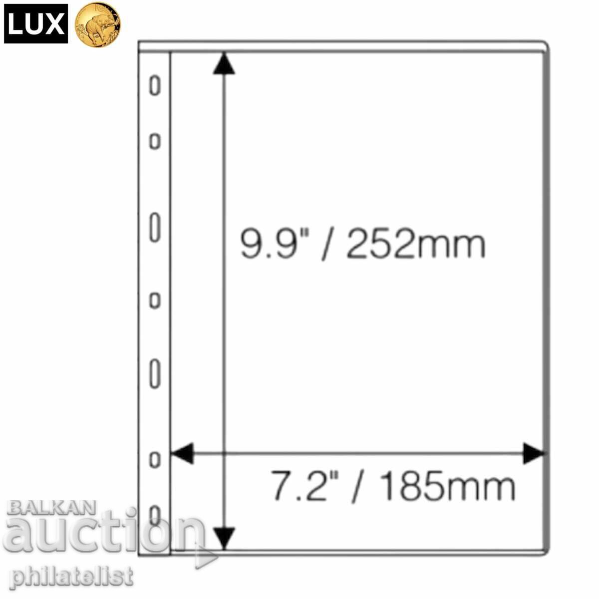 Διαφανή φύλλα LUX για ένα χαρτονόμισμα 1C - 185x252 χιλ., 10 τμχ