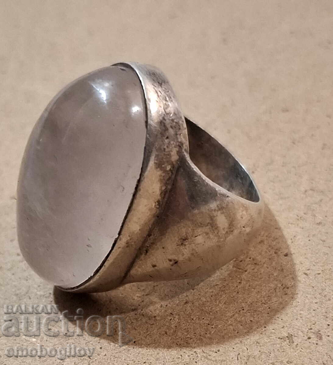 Massive Old Silver Ring with Rose Quartz with price 26.60 BGN | € 13.60
