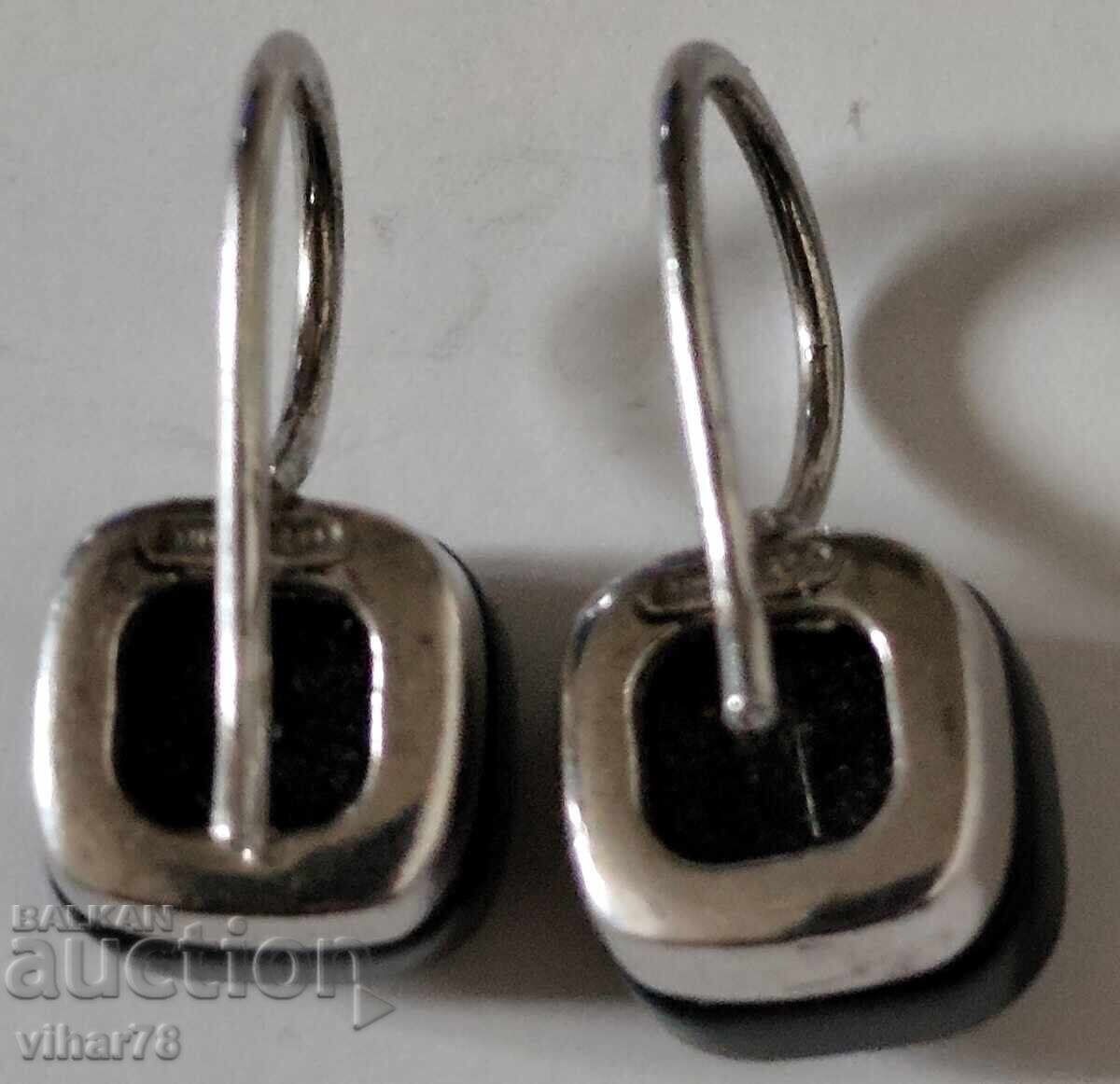 Silver earrings with onyx - 5