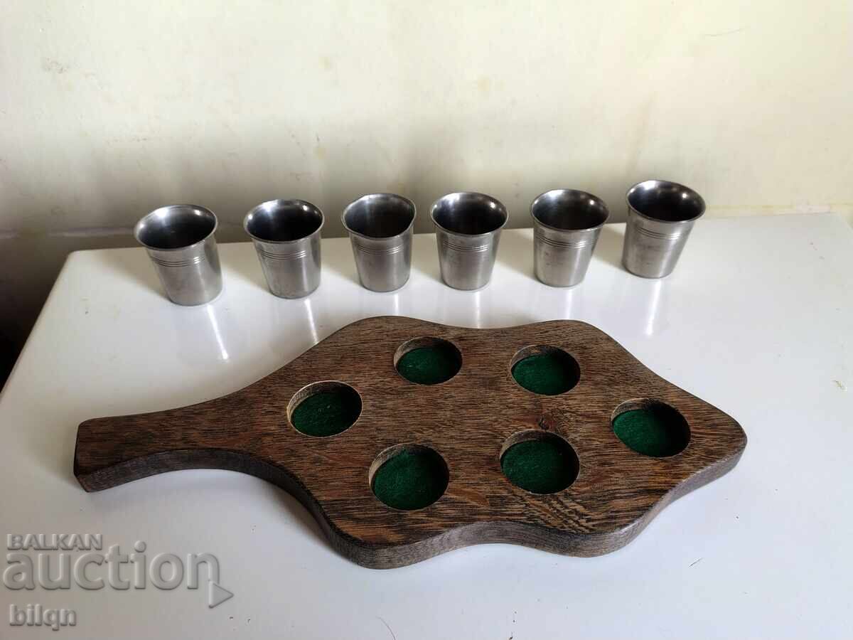 Παράδοση Σετ Παλιά Γερμανικά Κασσιτένιες Κούπες Σφηνάκια