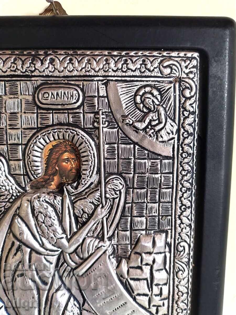 Auction  Wonderful Silver-Plated Icon - John the Baptist