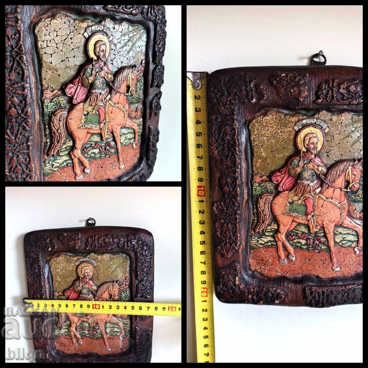 Прекрасна Много Стара Дървена Икона - Свети Мина - 7 Прекрасна Много Стара Дървена Икона - Свети Мина - 7