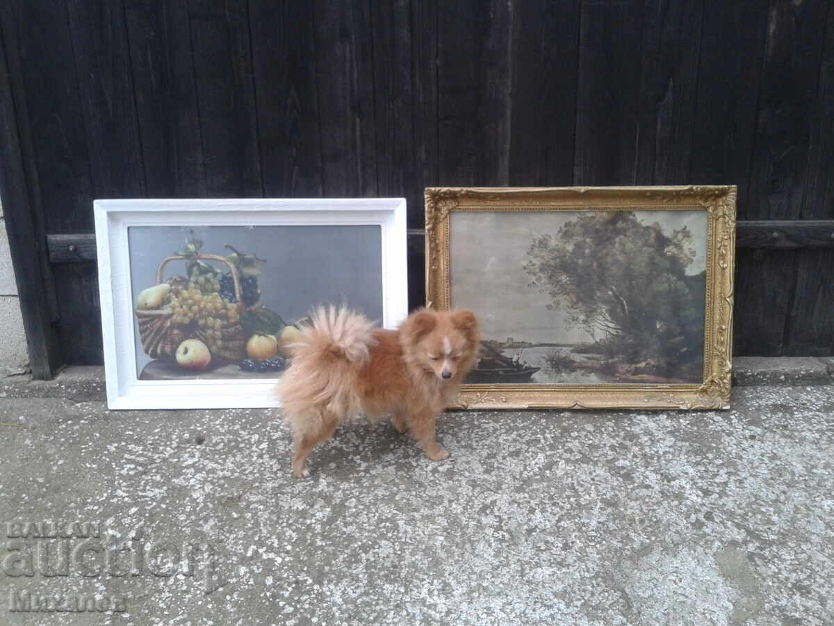 Two paintings with frames and glass Two paintings with frames and glass