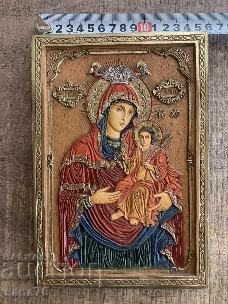 Auction  Unique Relief Icon of the Holy Mother (handmade - Tryavna)