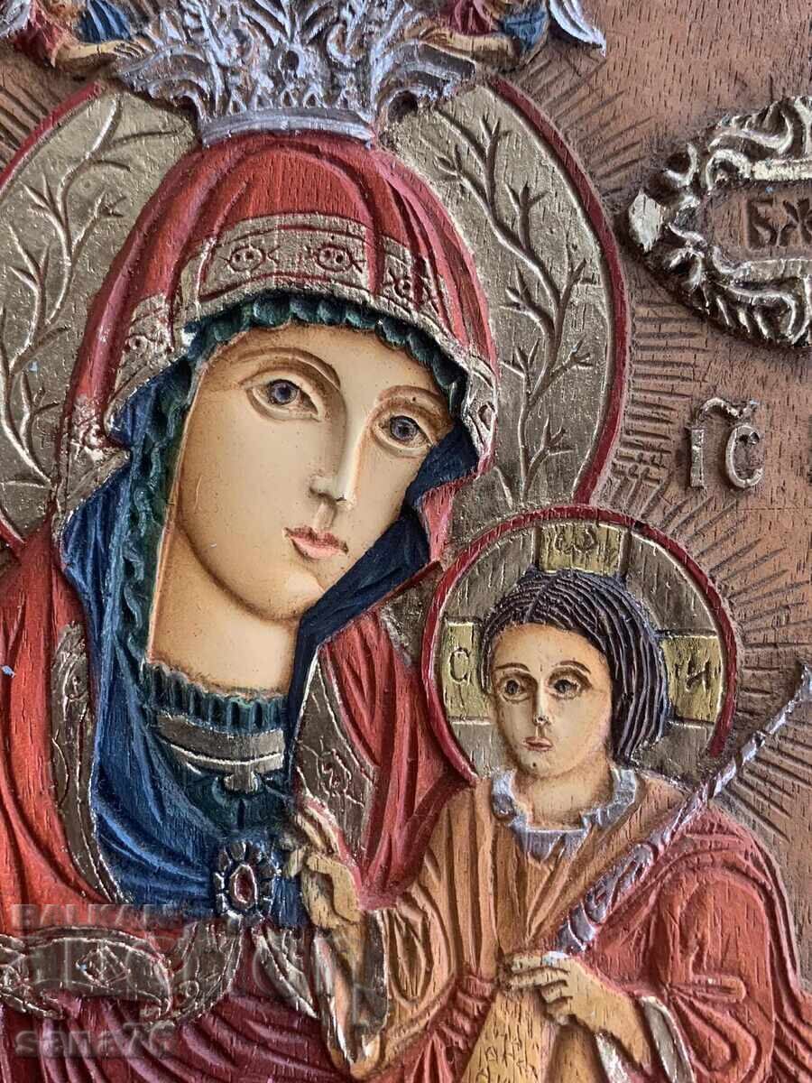 Unique Relief Icon of the Holy Mother (handmade - Tryavna) - 5