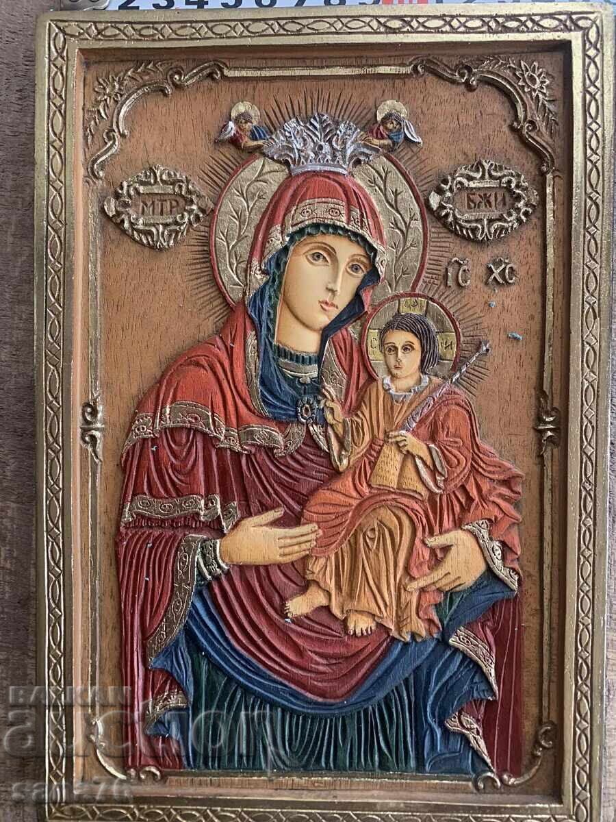 Unique Relief Icon of the Holy Mother (handmade - Tryavna)