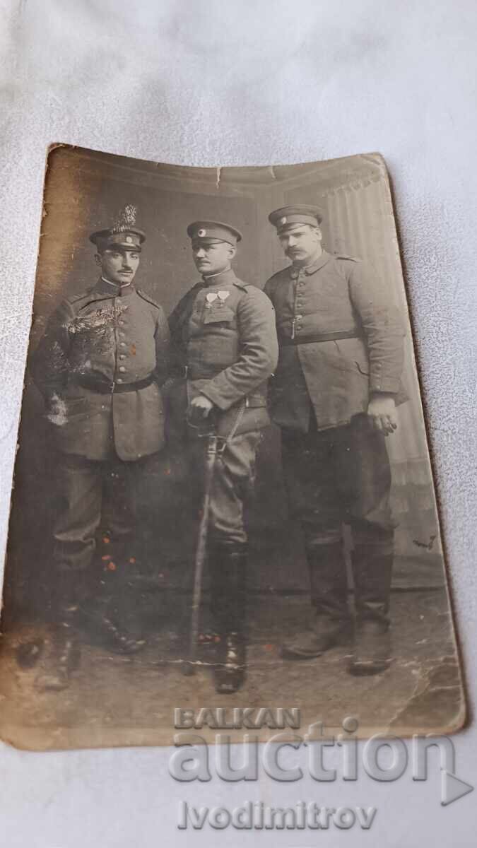Photo of Three Sergeants with Cross for Bravery and Medal for Merit