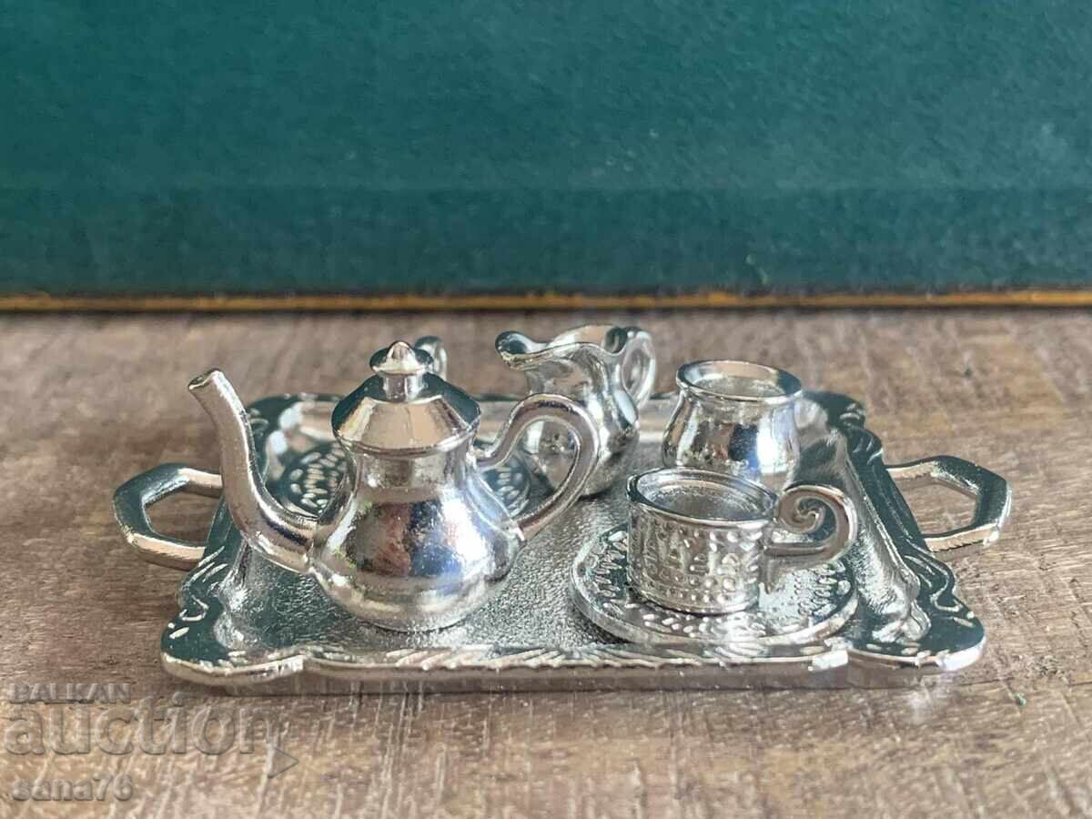 Unique metal miniature - Coffee set with price 5.00 €