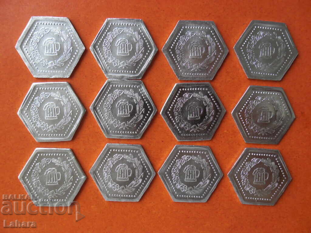Auction Beer tokens 12 pieces, token Auction Beer tokens 12 pieces, token
