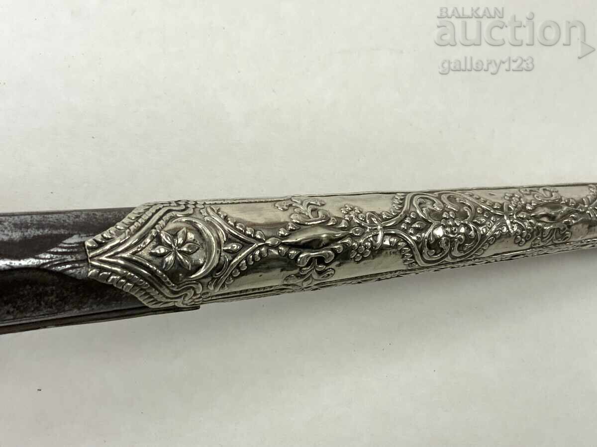 Revival flintlock pistol, silver, engraved inlays - 12 Revival flintlock pistol, silver, engraved inlays - 12