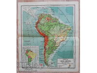 Hartă veche a Americii de Sud 1937