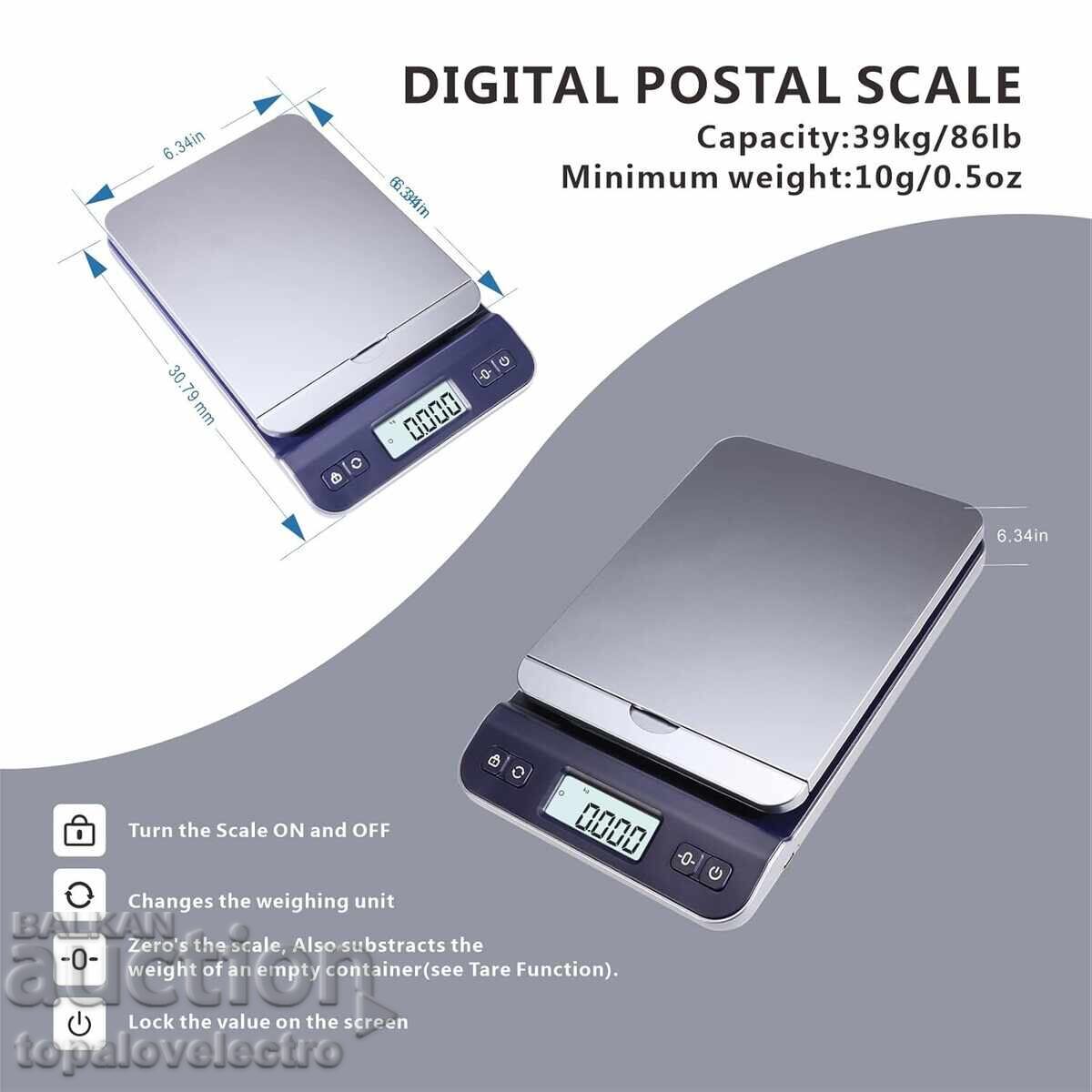 Auction  Digital postal scale 39 kg, with display, with defects