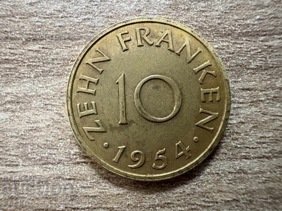 Саарлад - 10 франка (1954) Саарлад - 10 франка (1954)