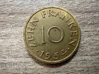 Саарлад - 10 франка (1954)