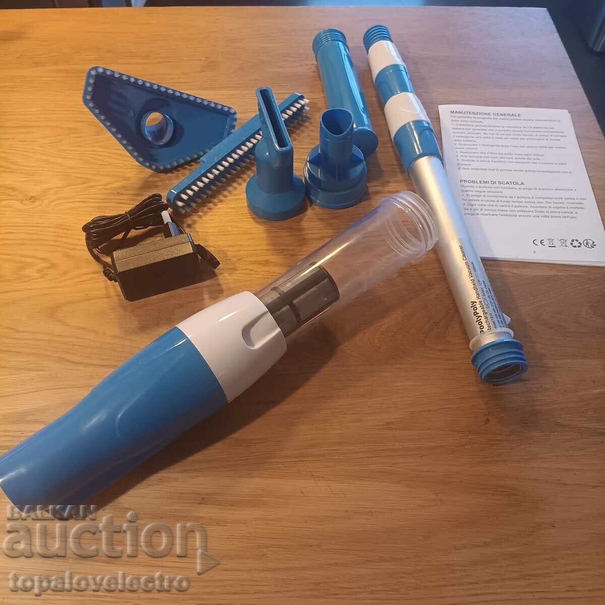 Δημοπρασία PoolyPoly 3 σε 1 ασύρματη ηλεκτρική σκούπα πισίνας, μπλε χρώμα Δημοπρασία PoolyPoly 3 σε 1 ασύρματη ηλεκτρική σκούπα πισίνας, μπλε χρώμα