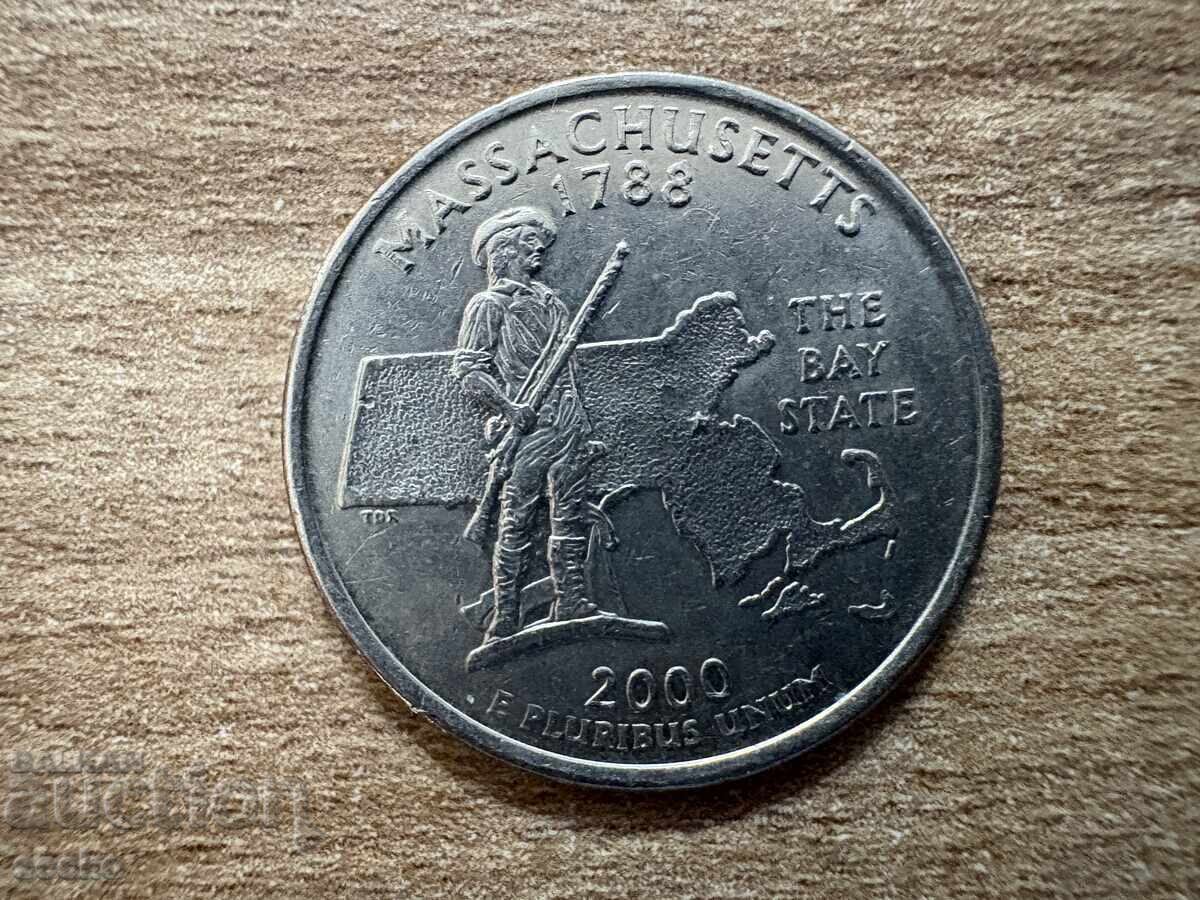 USA - 1/4 dollar (2000) - Massachusetts - D