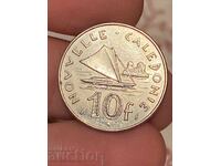 French New Caledonia 10 Francs 1992