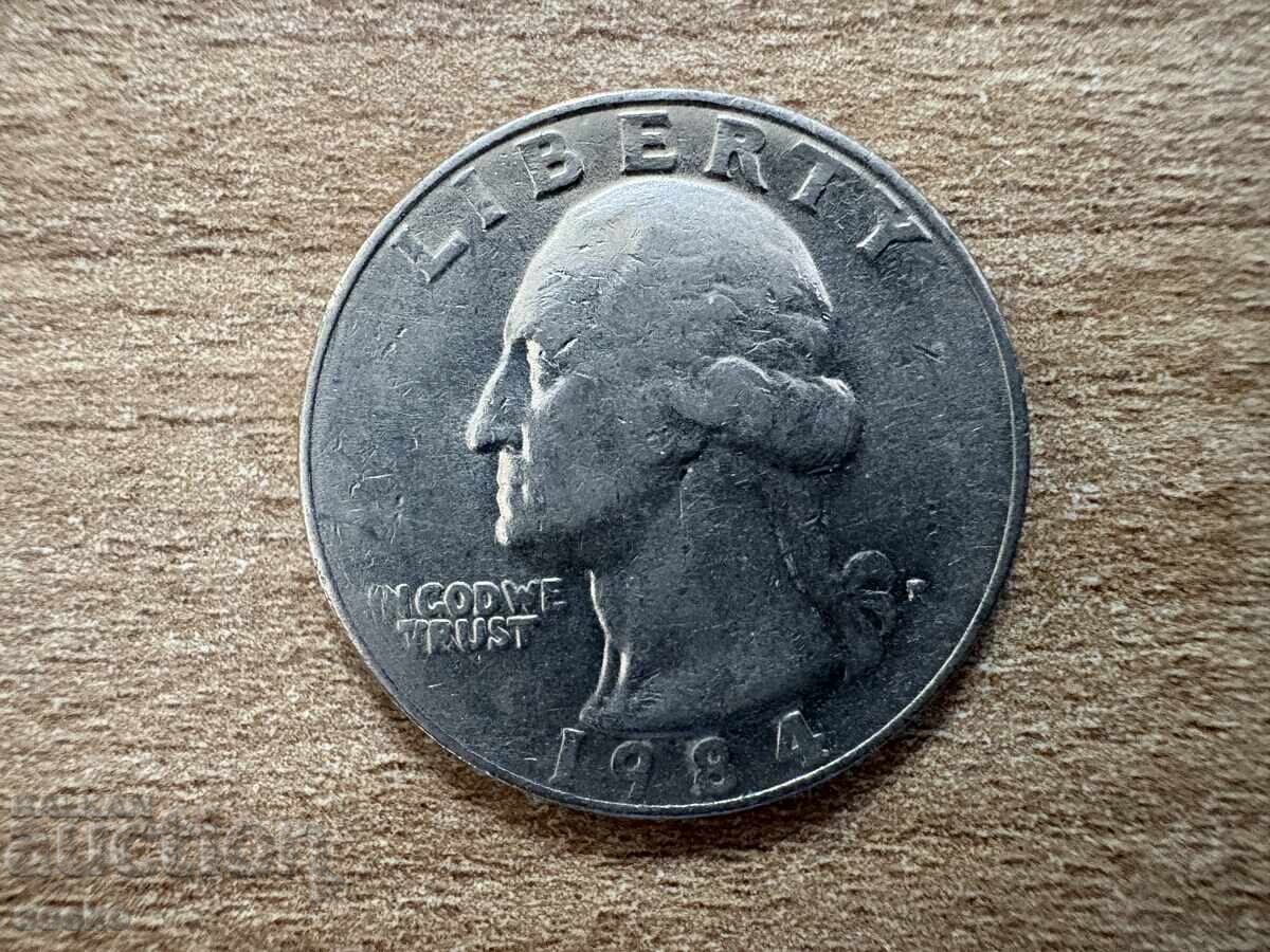 ΗΠΑ - 1/4 δολάριο (1984) - P με τιμή 0.65 BGN | € 0.33