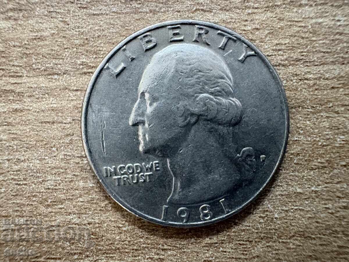 USA - 1/4 Dollar (1981) - D with price 0.90 BGN | € 0.46