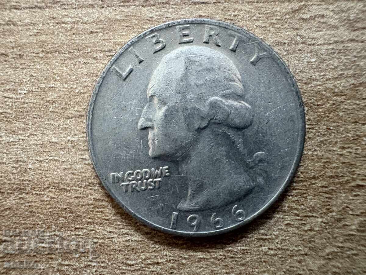 САЩ - 1/4 долар (1966) с цена 0.85 лв. | € 0.43