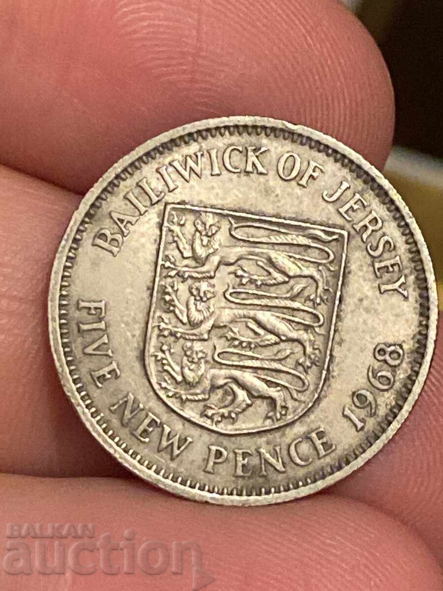 Ηνωμένο Βασίλειο Τζέρσεϊ 5 πένες 1968 Ελισάβετ Ηνωμένο Βασίλειο Τζέρσεϊ 5 πένες 1968 Ελισάβετ