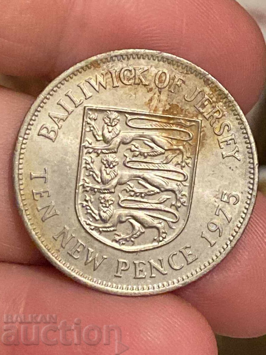 Ηνωμένο Βασίλειο Τζέρσεϊ 10 πένες 1975 Ελισάβετ