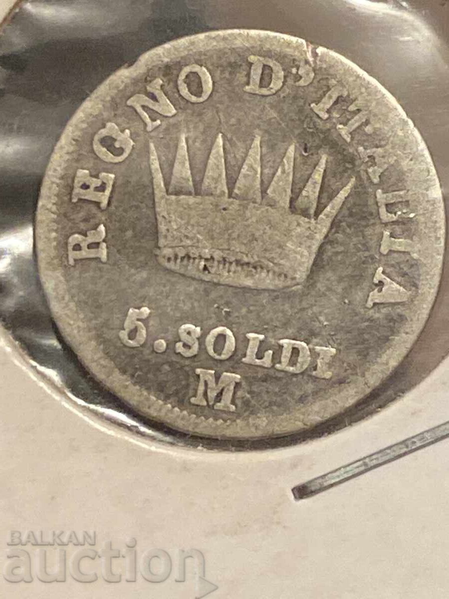 Italy 5 Soldi 1810 Napoleon Bonaparte Silver