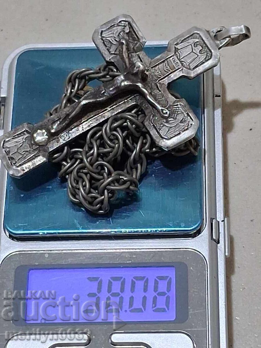 Livrarea Cruce veche de gât argint cruce medalioane bijuterii