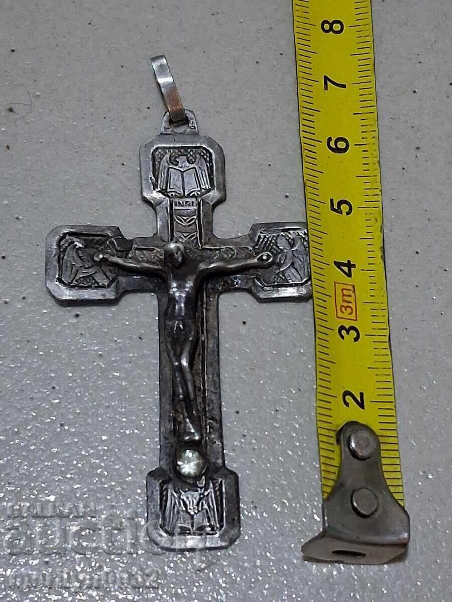 Cruce veche de gât argint cruce medalioane bijuterii - 5