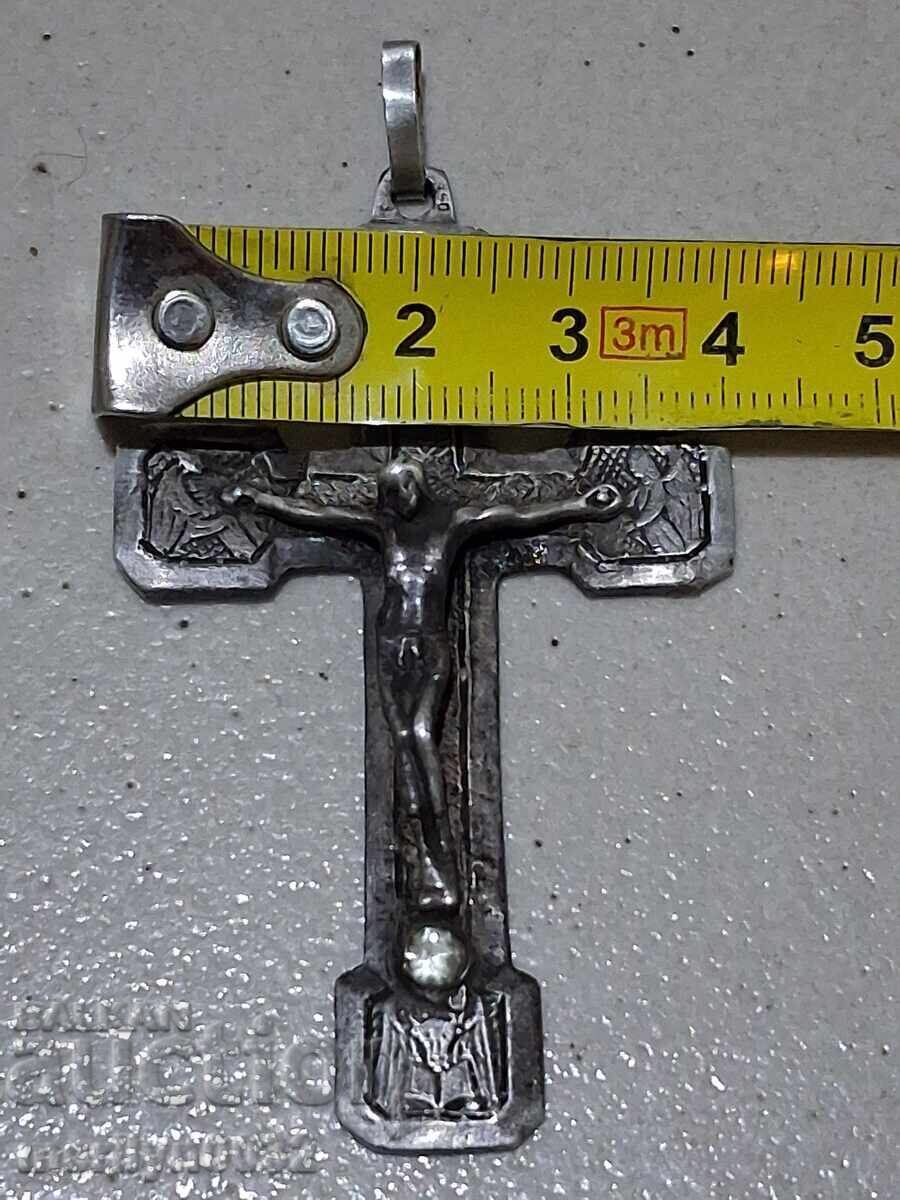 Cruce veche de gât argint cruce medalioane bijuterii - 6