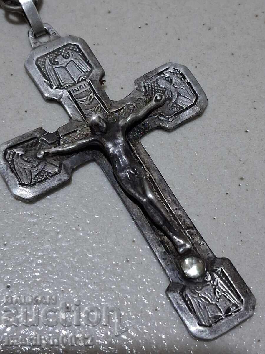 Cruce veche de gât argint cruce medalioane bijuterii