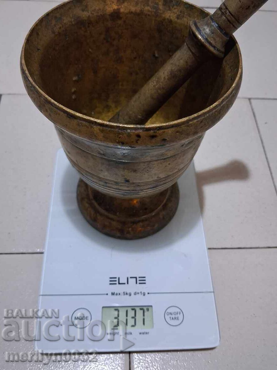 Χάλκινο γουδί με γουδοχέρι, σκεύος για σύνθλιψη, τέλη 19ου αιώνα - 7