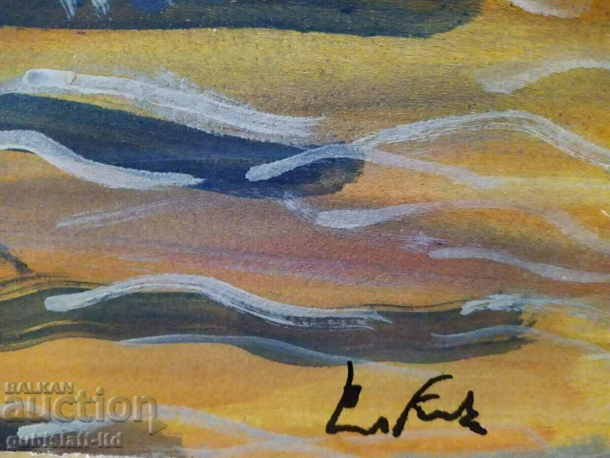 Картина,  море, чайки, худ. Владимир Гоев, 2005 г. с цена 370.00 лв. | € 189.18