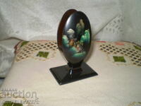 Suport de chibrituri vintage negru lăcuit, cu piedestal înalt