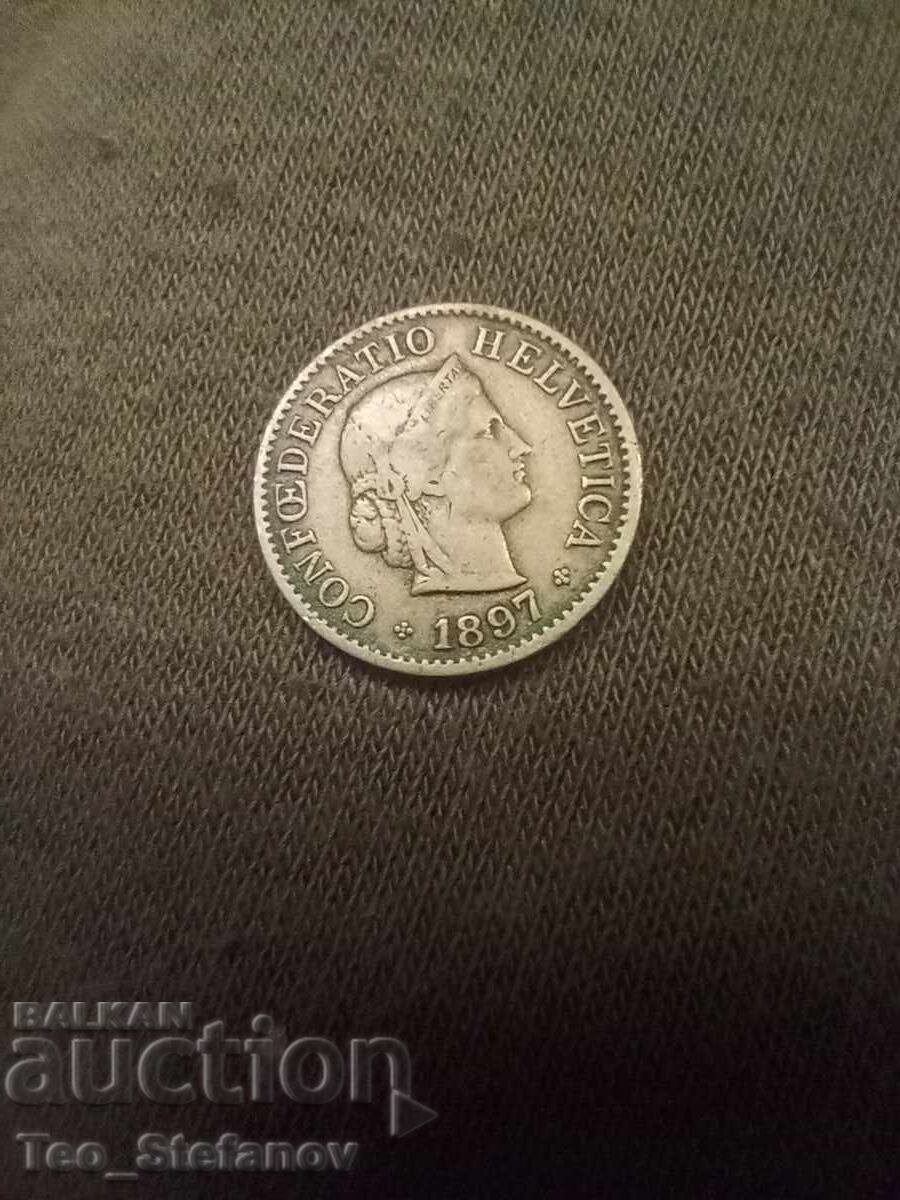 5 Rappen 1897 Switzerland Rare 5 Rappen 1897 Switzerland Rare
