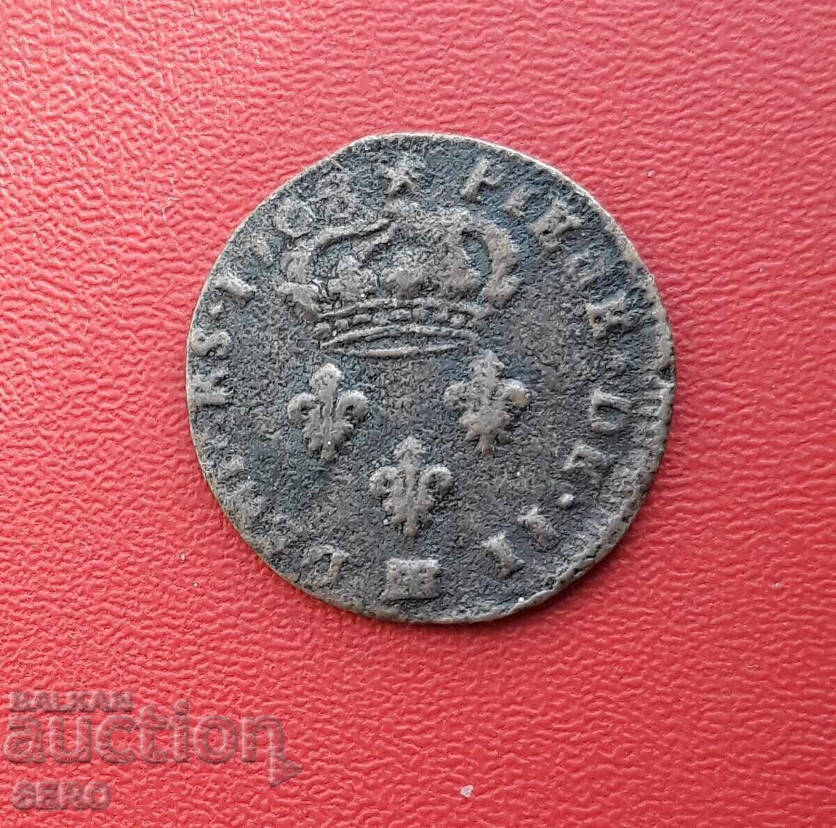 France-Louis XIV-2 denier 1708-Strasbourg-rare France-Louis XIV-2 denier 1708-Strasbourg-rare