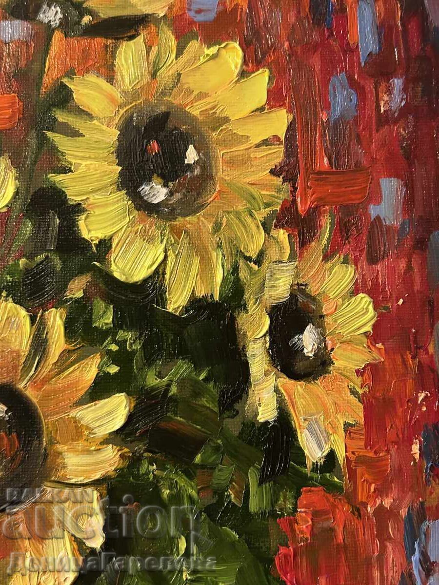 Delivery of Denitsa Garelova Oil Painting 30/40 "Sunflowers"