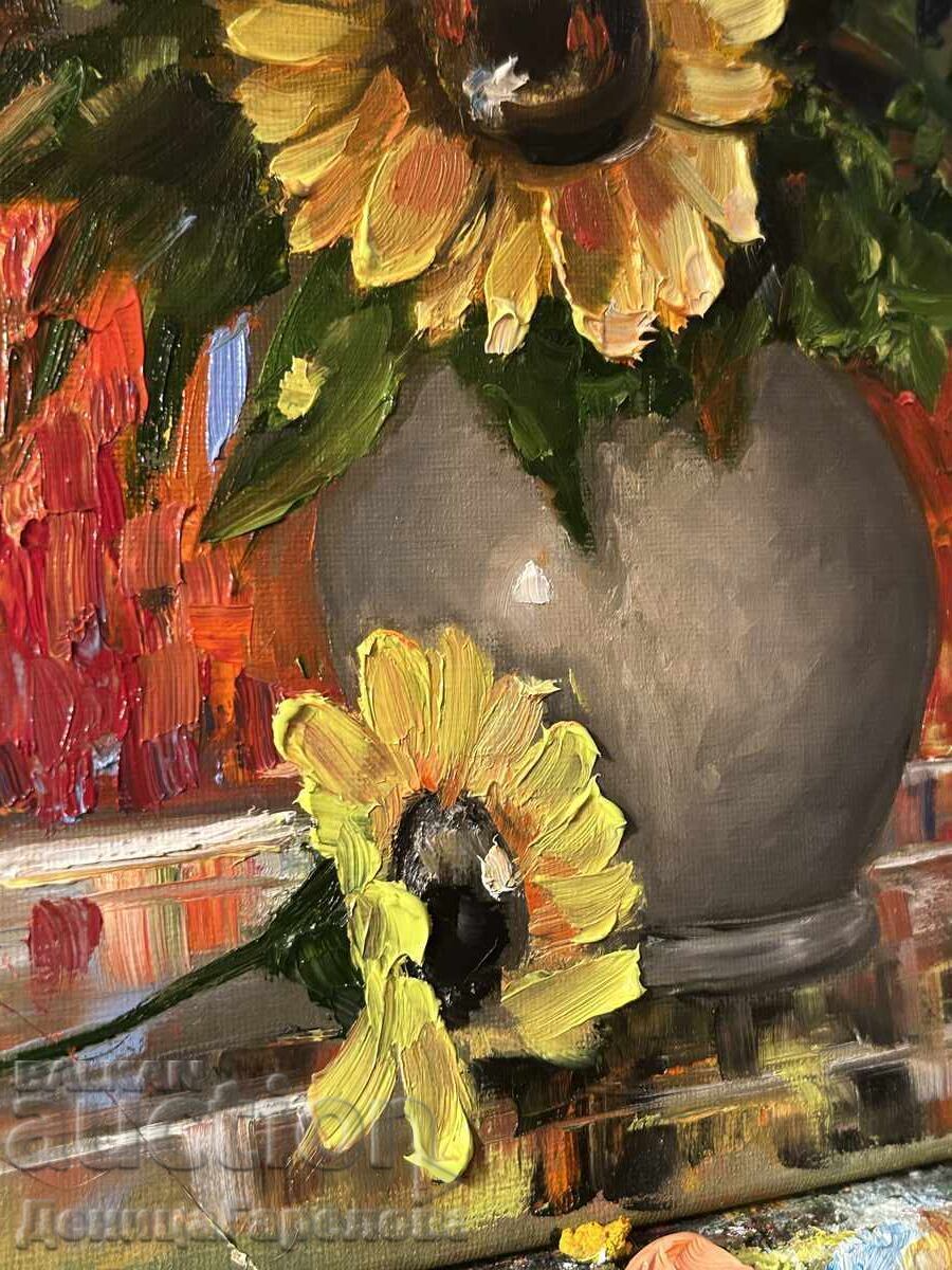 Denitsa Garelova Oil Painting 30/40 "Sunflowers" - 6